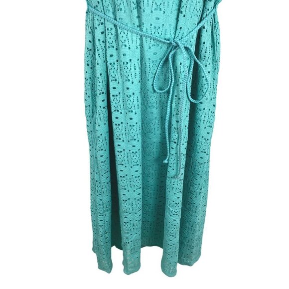Catherines Dress Women's 4X Eyelet Turquoise Sleeveless Tie Waist NWT DR-1085 - Picture 7 of 14